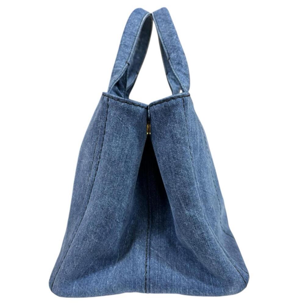 Prada Canapa Tote M Shoulder Bag, Denim 1BG642 Blue, Women's, PRADA 2-way - Picture 5 of 16